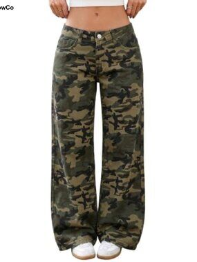 ELLEVEN Low Rise Baggy Wide Leg Jeans Loose Denim Pants Y2k
